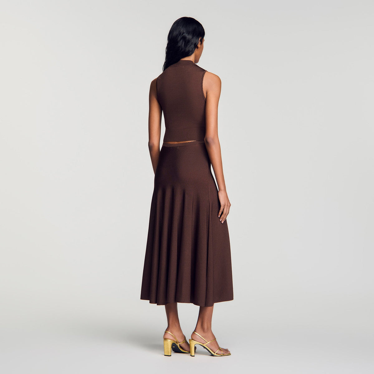 Giovi Cropped sheer effect jumper Brown