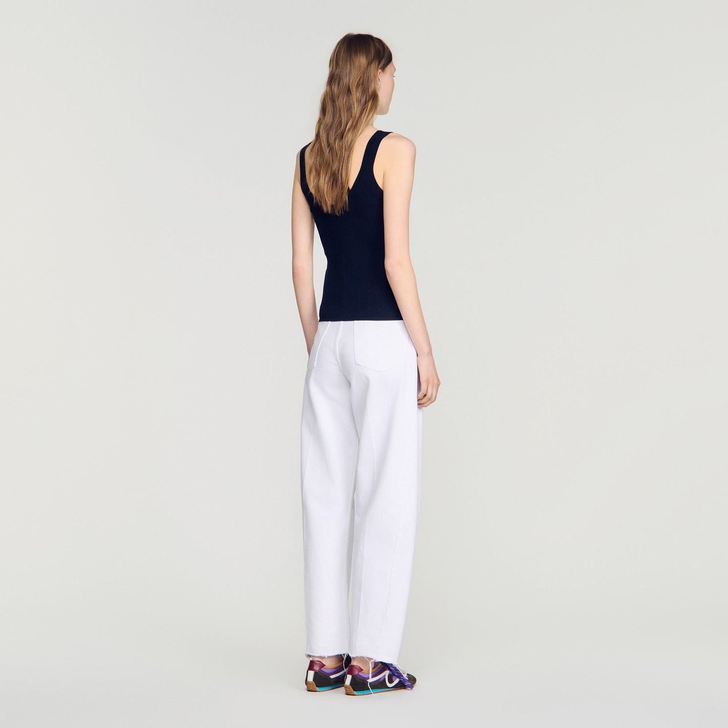 Emil Contrast button vest top Navy Blue