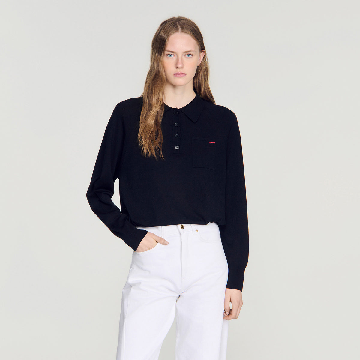 Miki Wool Polo Shirt With Logo Black