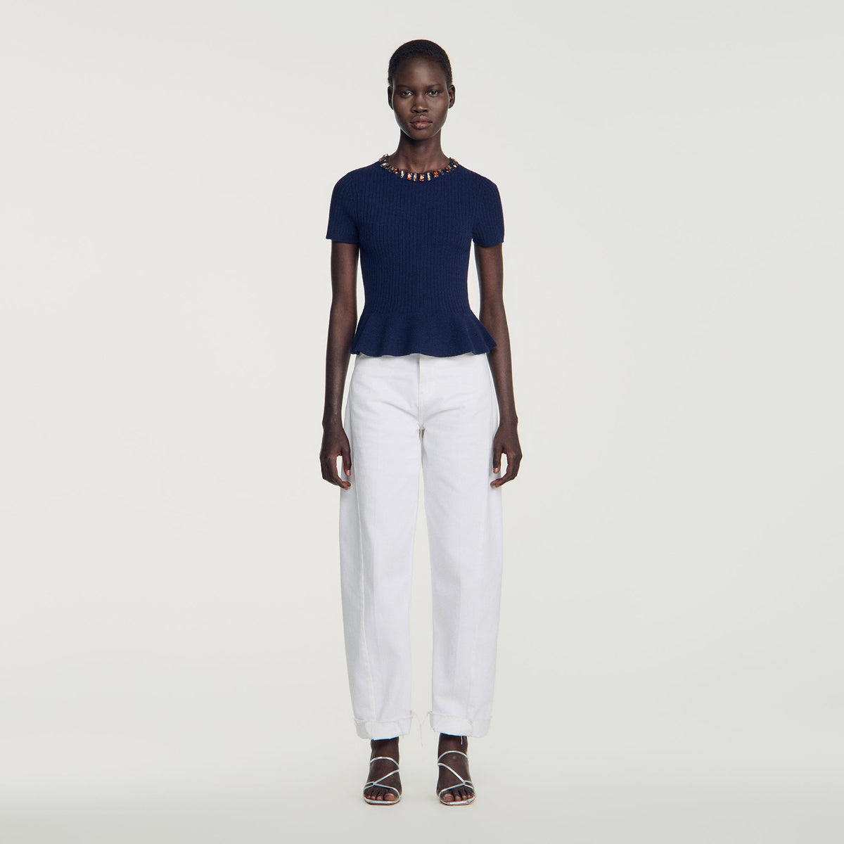 Jesse Ribbed wool and cashmere jumper Navy Blue