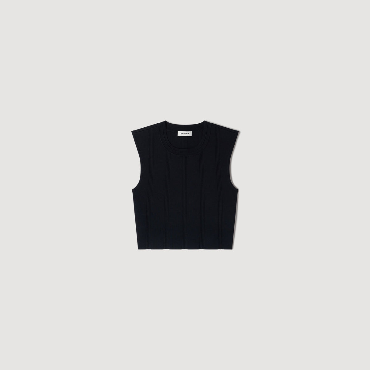 Noe Cropped ribbed knit top Black