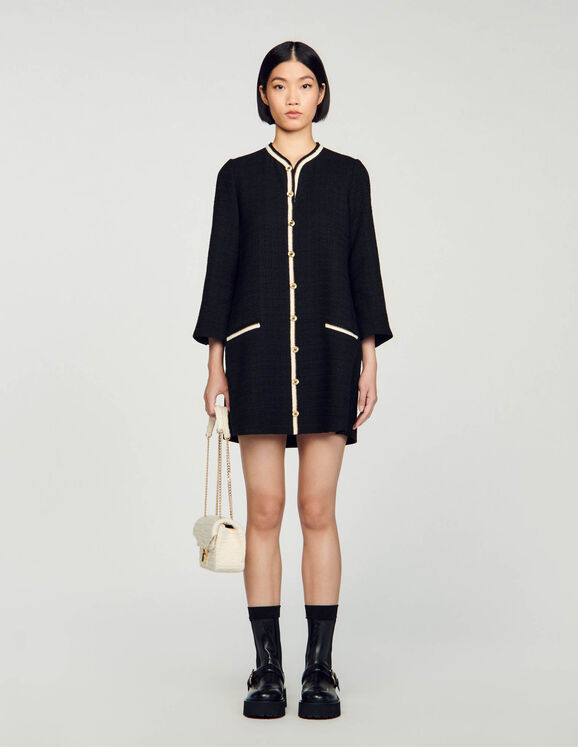 Zara black hotsell tweed dress