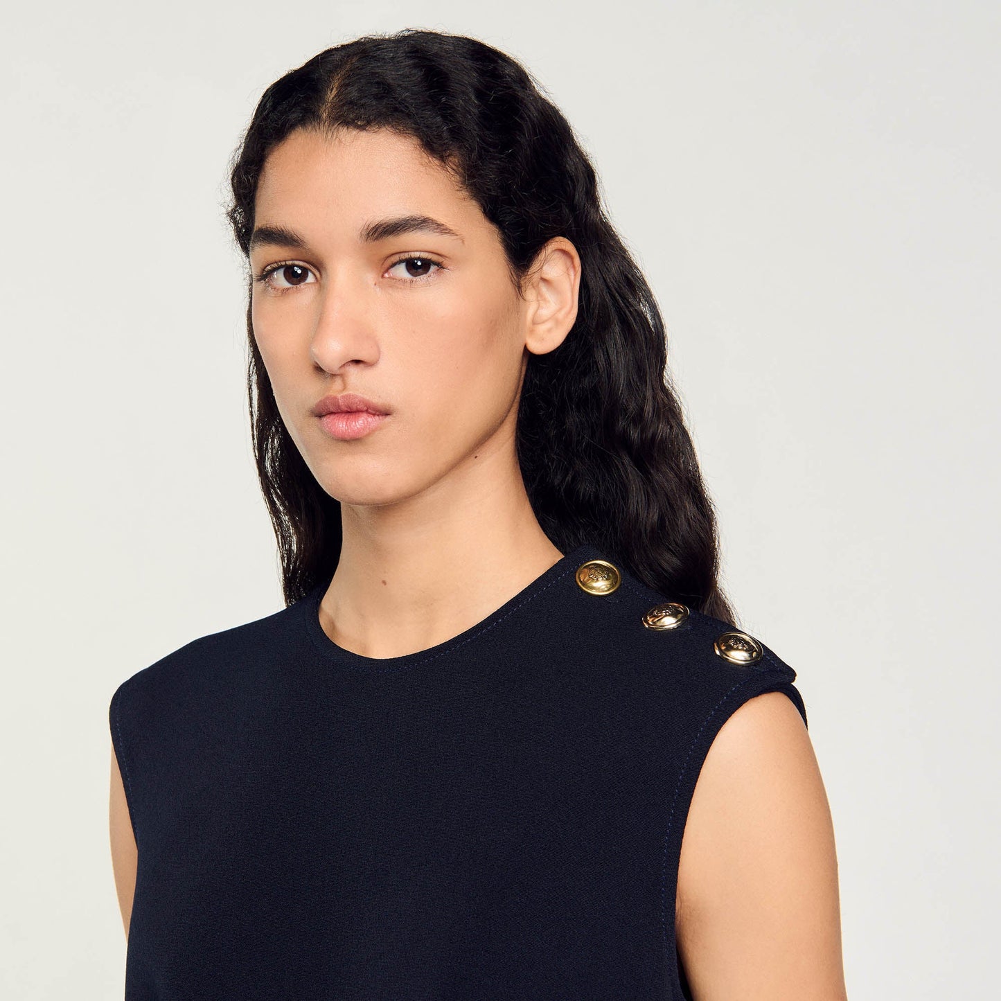 Short Dress With Buttons Navy Blue