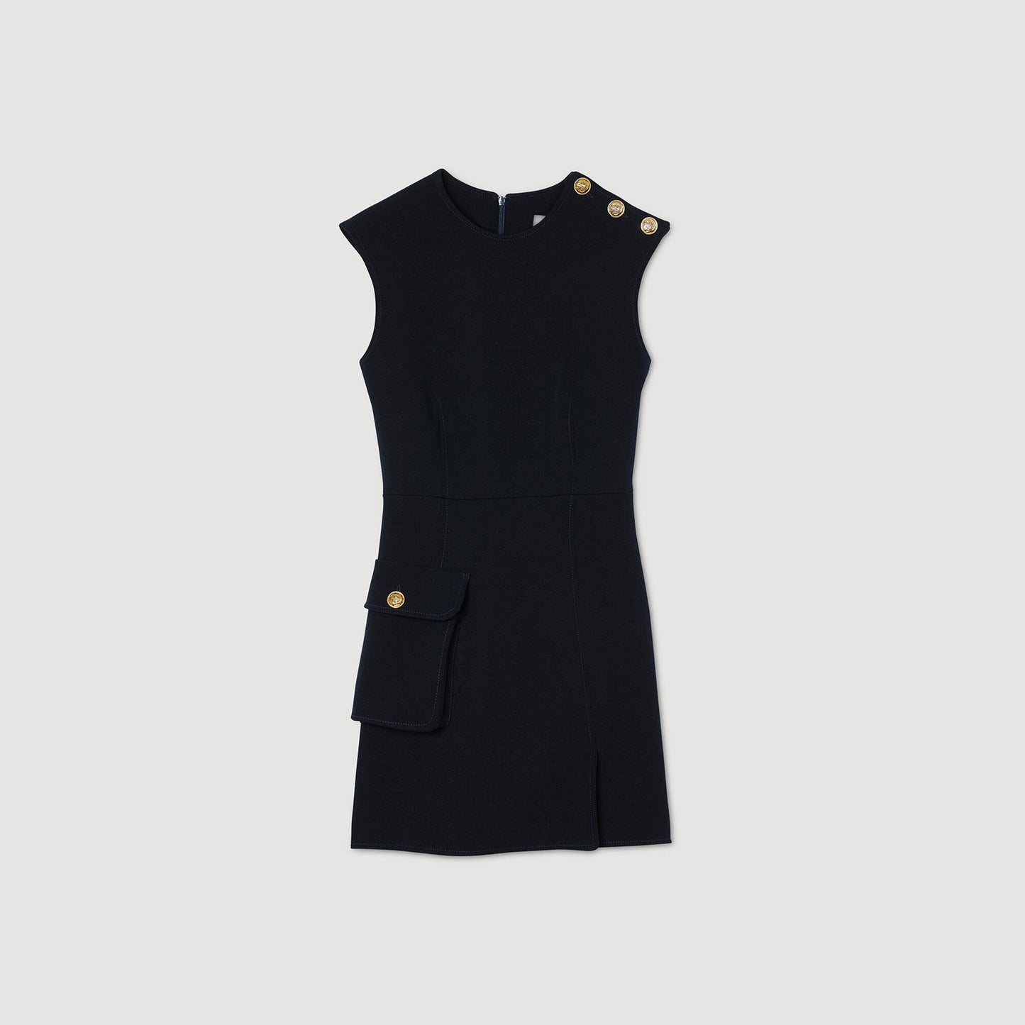 Short Dress With Buttons Navy Blue