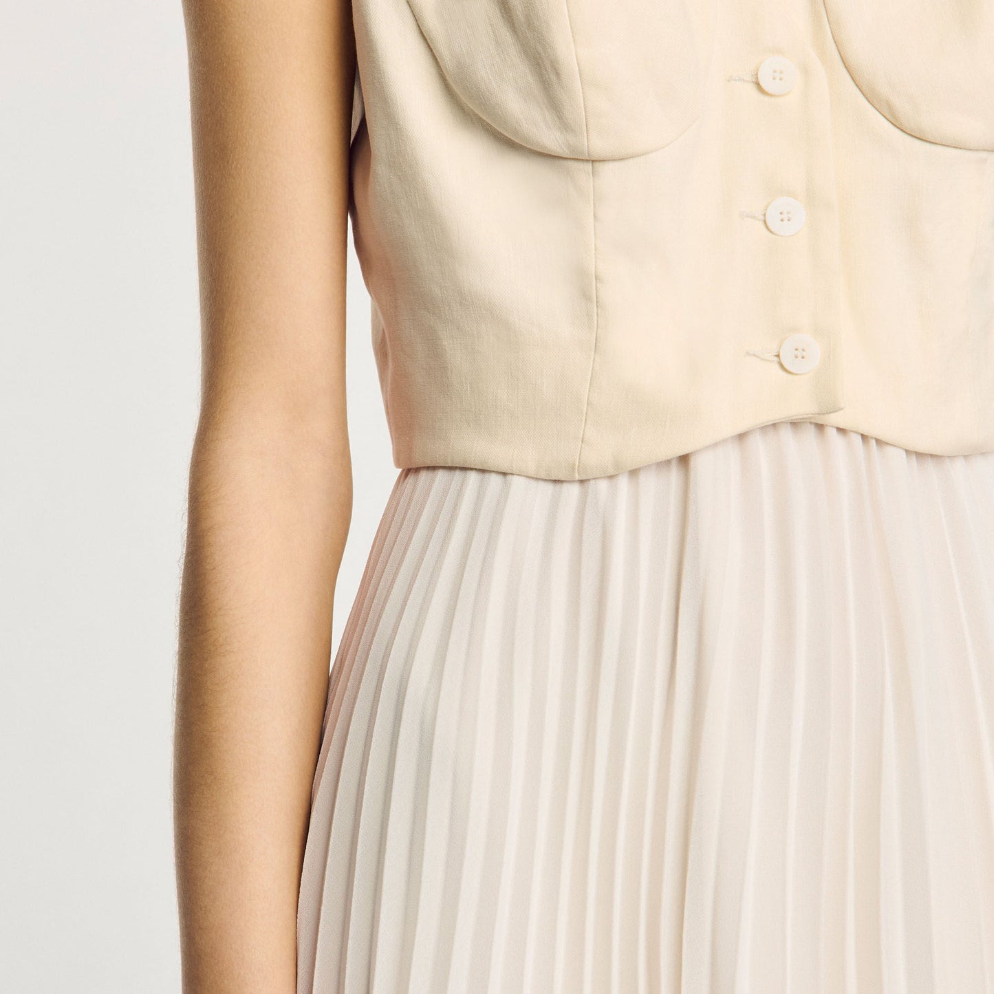 Pleated Maxi Dress Ecru