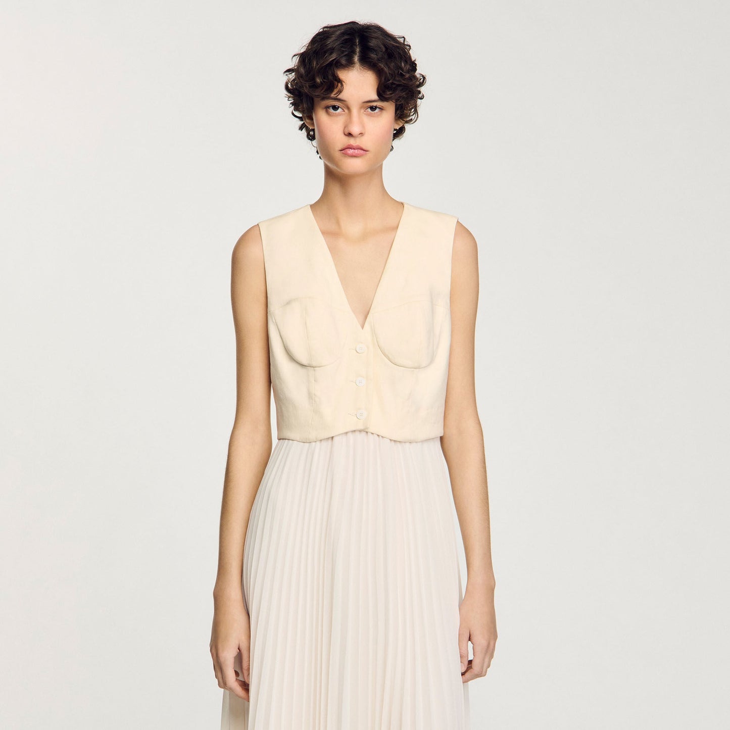 Pleated Maxi Dress Ecru