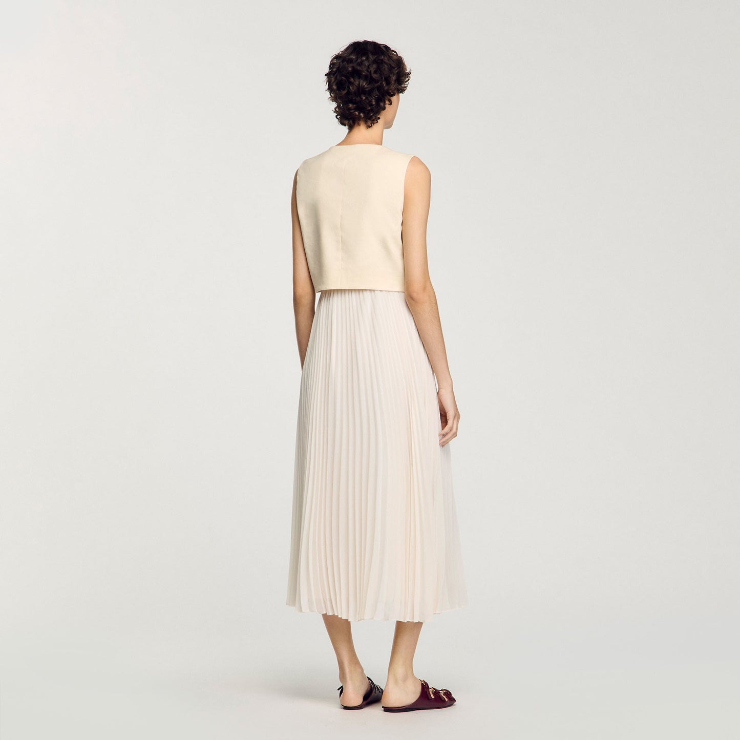 Pleated Maxi Dress Ecru