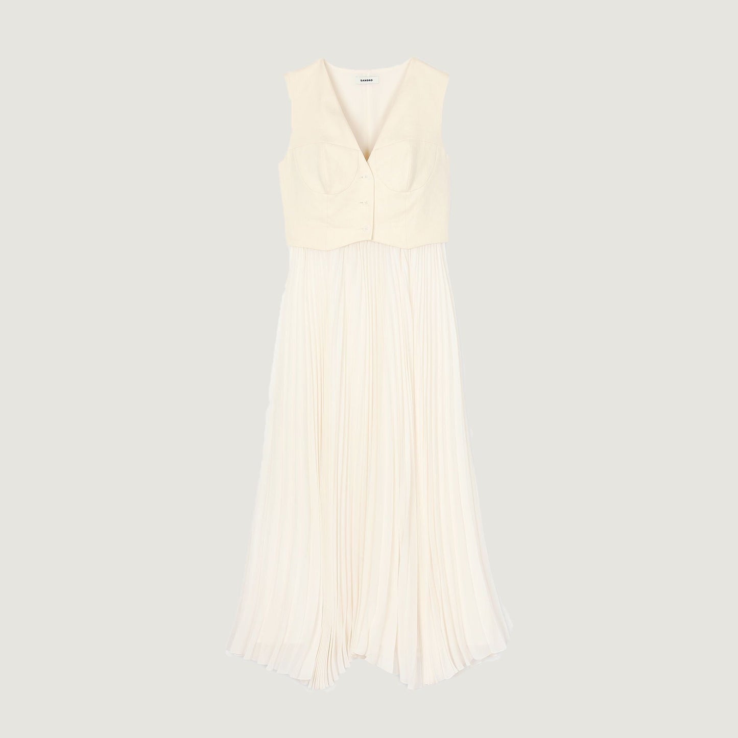 Pleated Maxi Dress Ecru