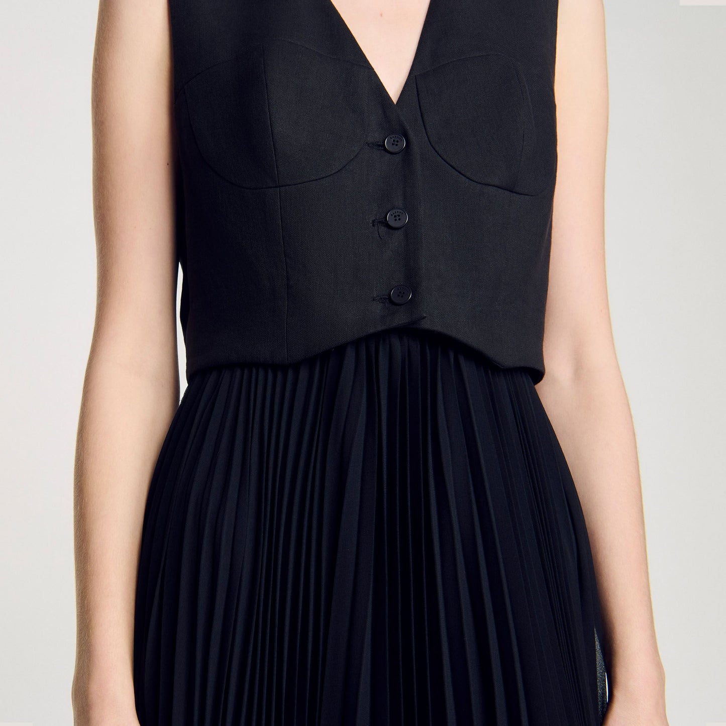 Pleated Maxi Dress Black