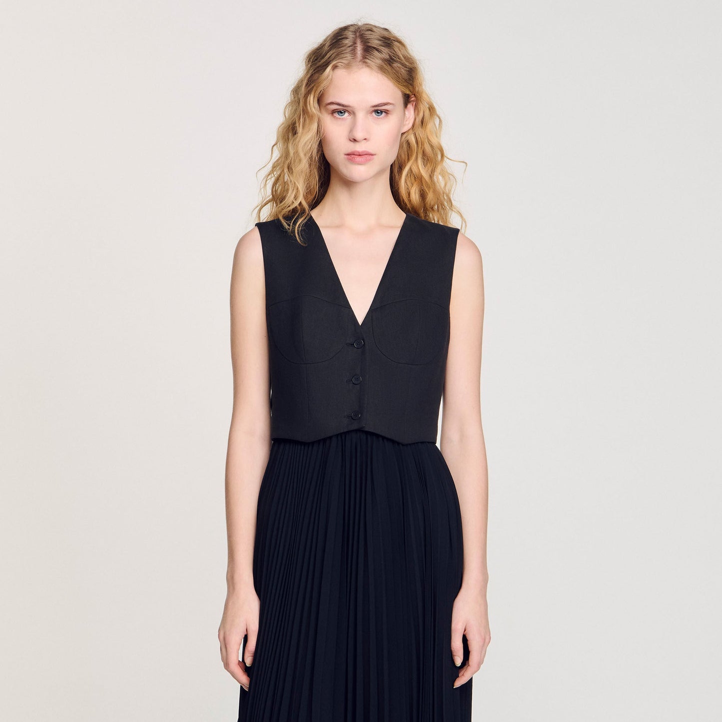 Pleated Maxi Dress Black
