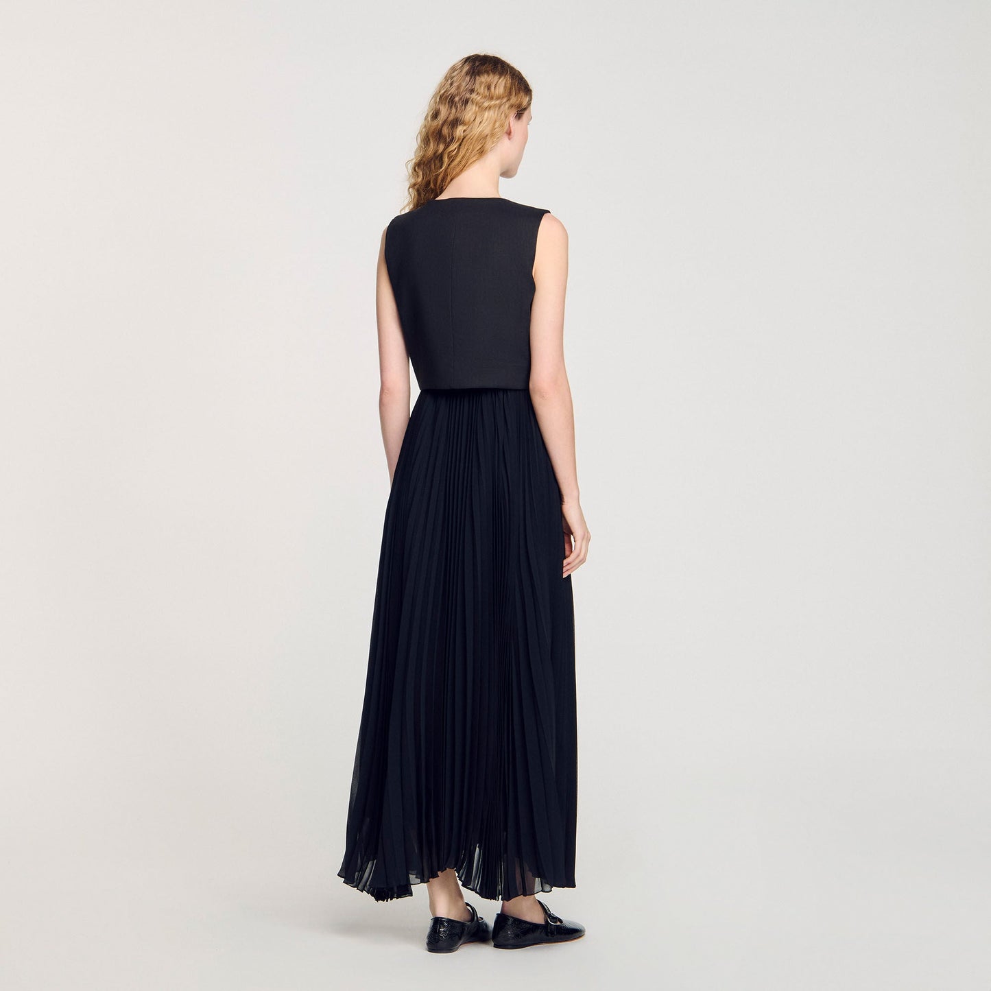 Pleated Maxi Dress Black