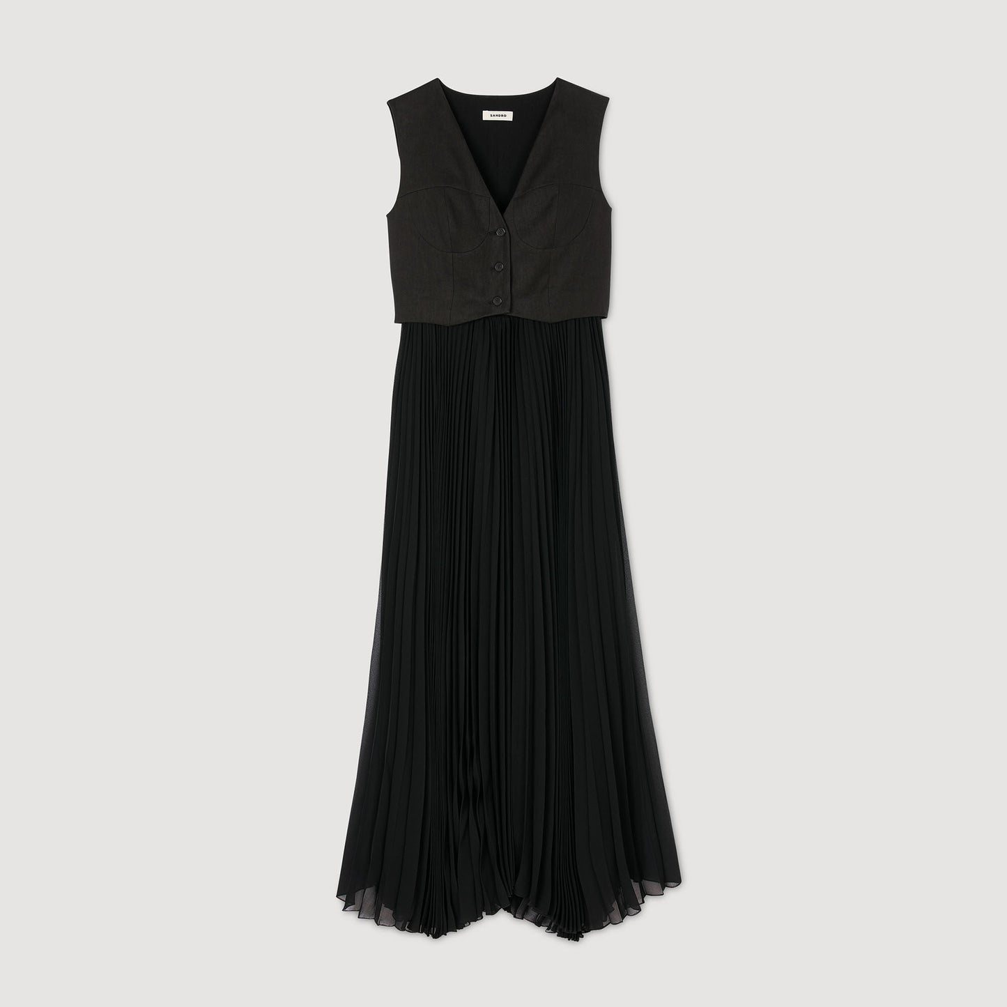 Pleated Maxi Dress Black
