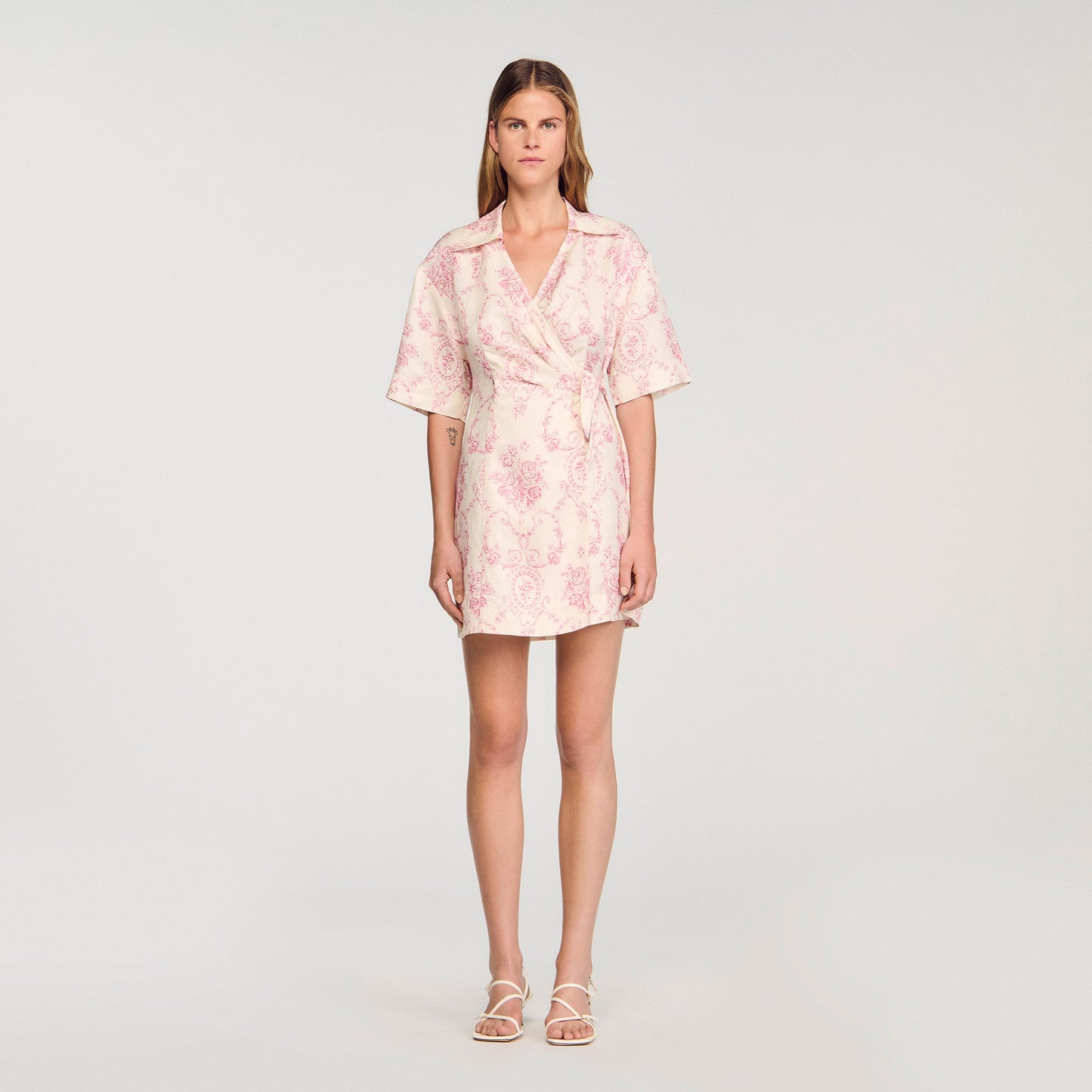 Melbourne Floral Print Short Dress Pink / Ecru