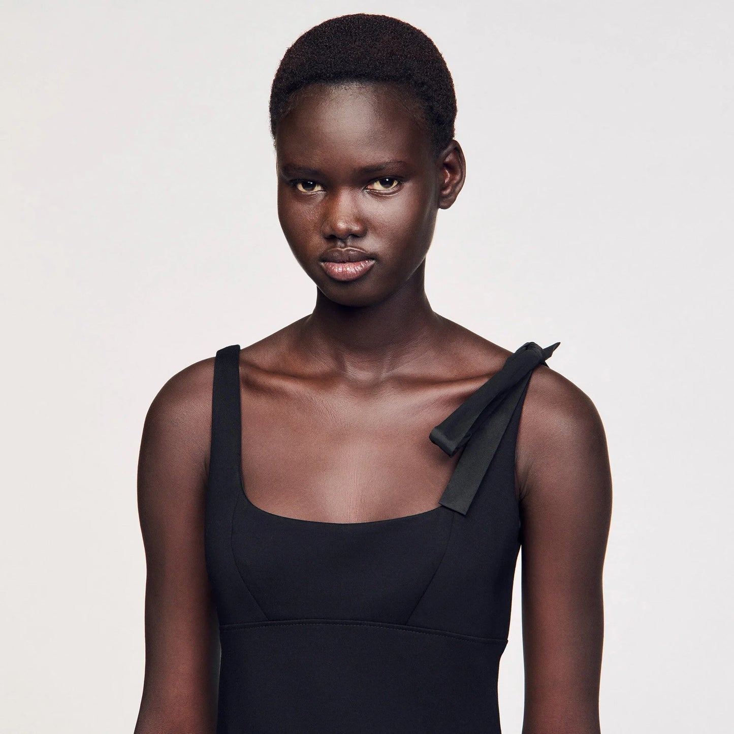 Lolie Long Dual-Material Dress Black