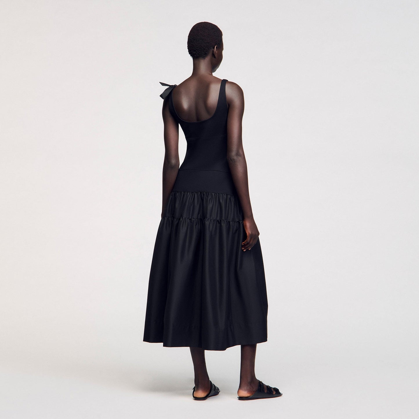 Lolie Long Dual-Material Dress Black