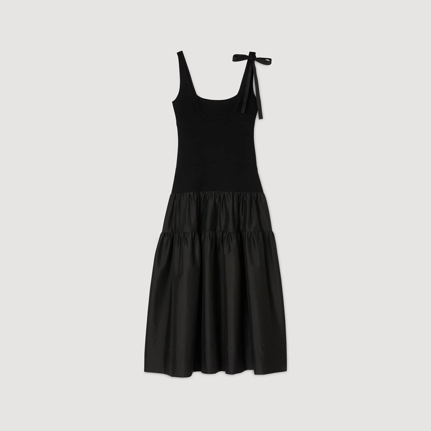 Lolie Long Dual-Material Dress Black