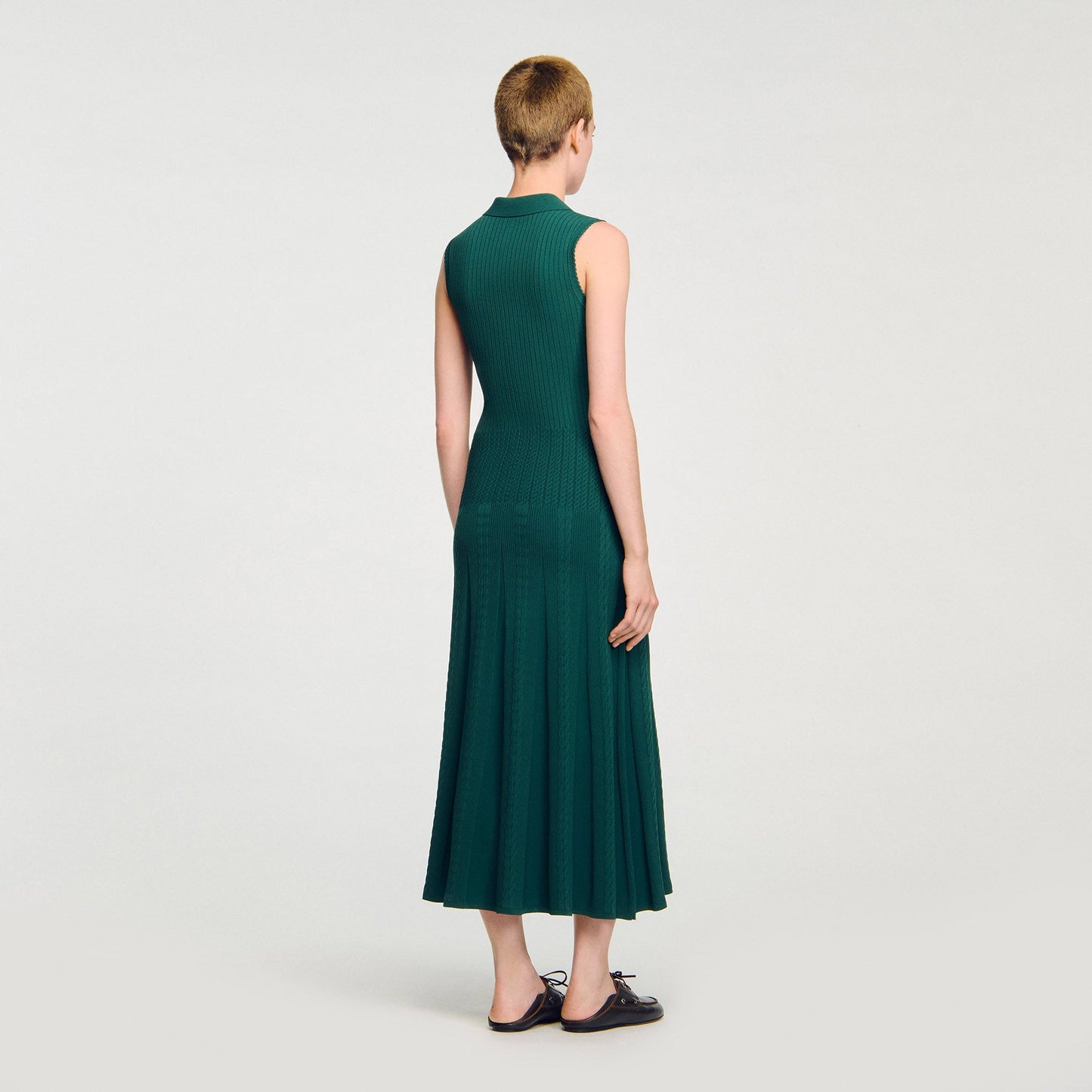 Gwenn Knit Dress With Polo Neck Dark Green