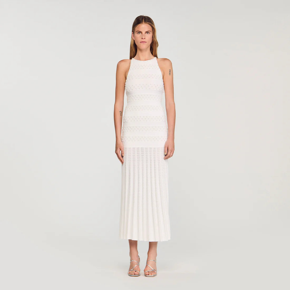 Milana Beaded Dress Ecru