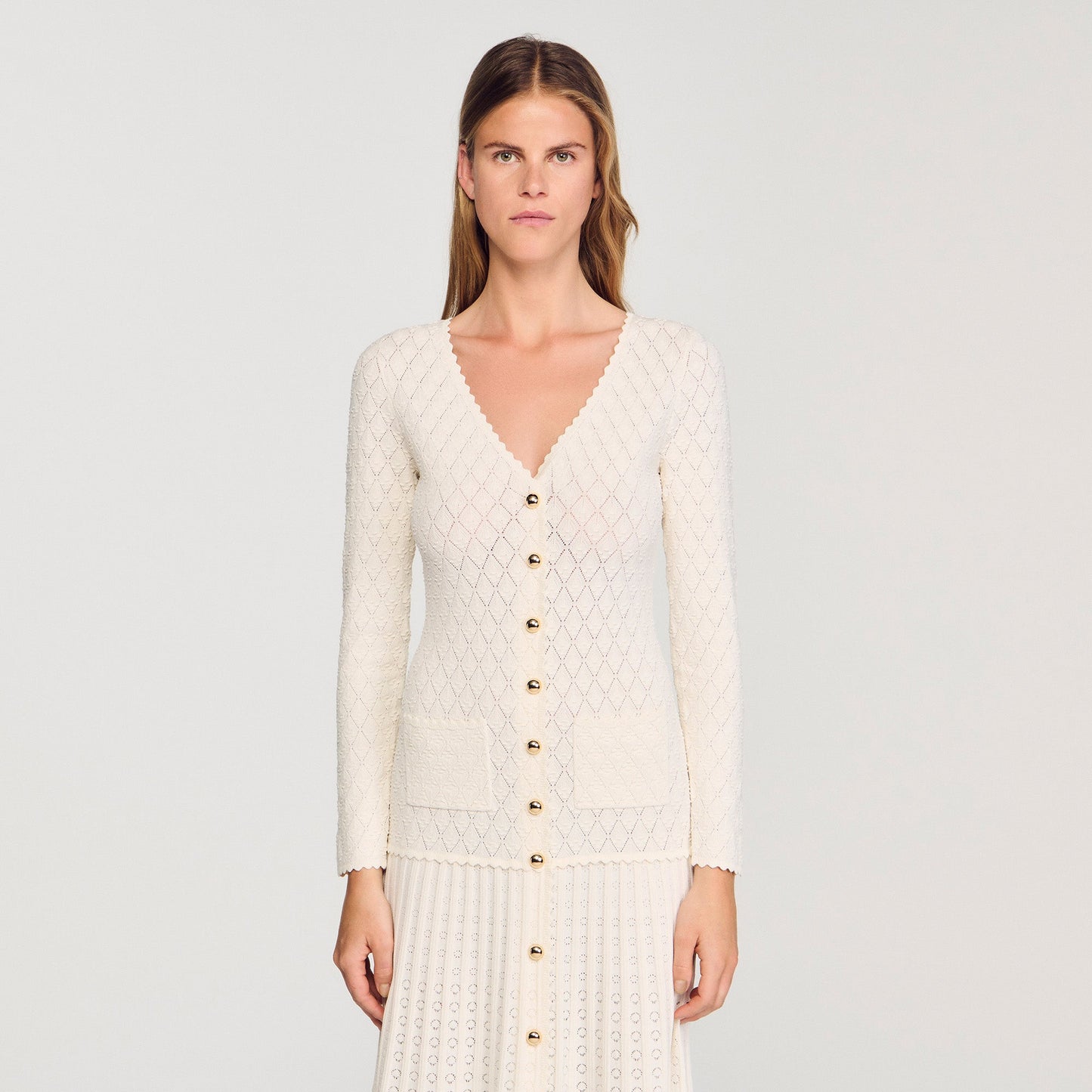 Sabah Fancy Knit Maxi Dress Ecru