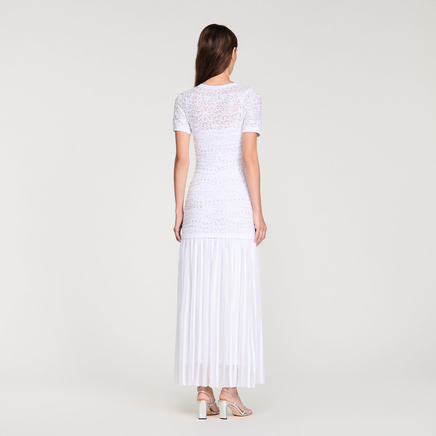 Levana Beaded Knit Maxi Dress White
