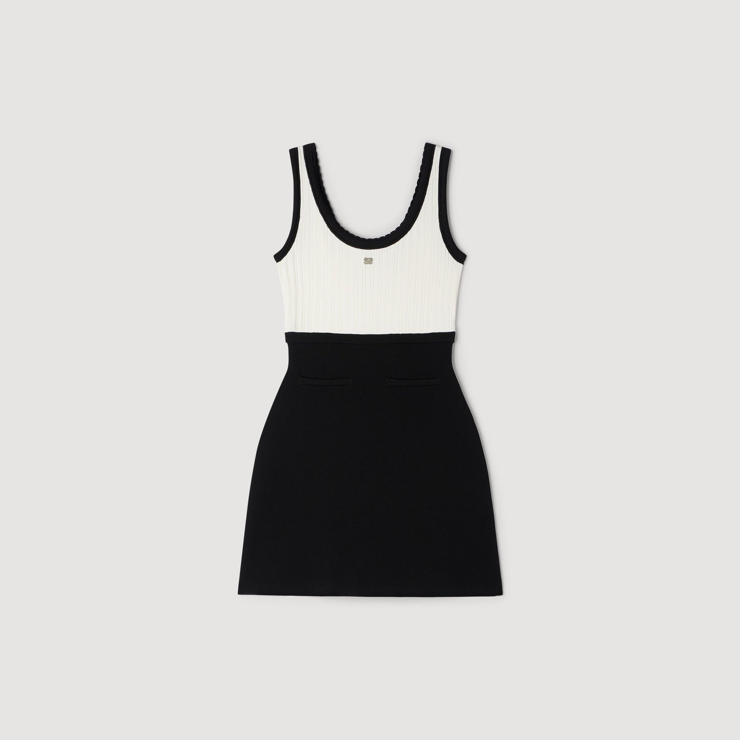 Ellie Two-Tone Knit Short Dress BLACK