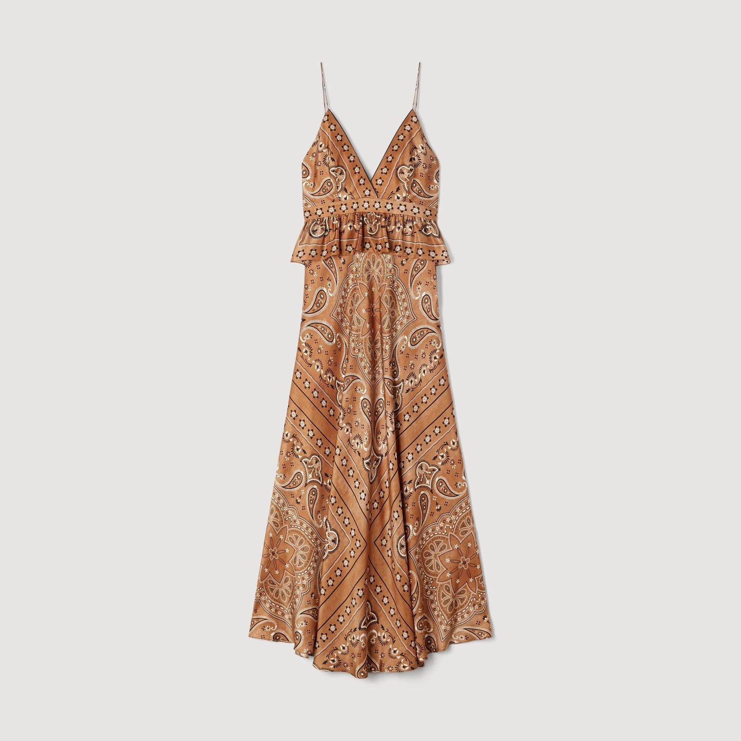 Vanellia Bandana-Print Maxi Dress Brown / Black