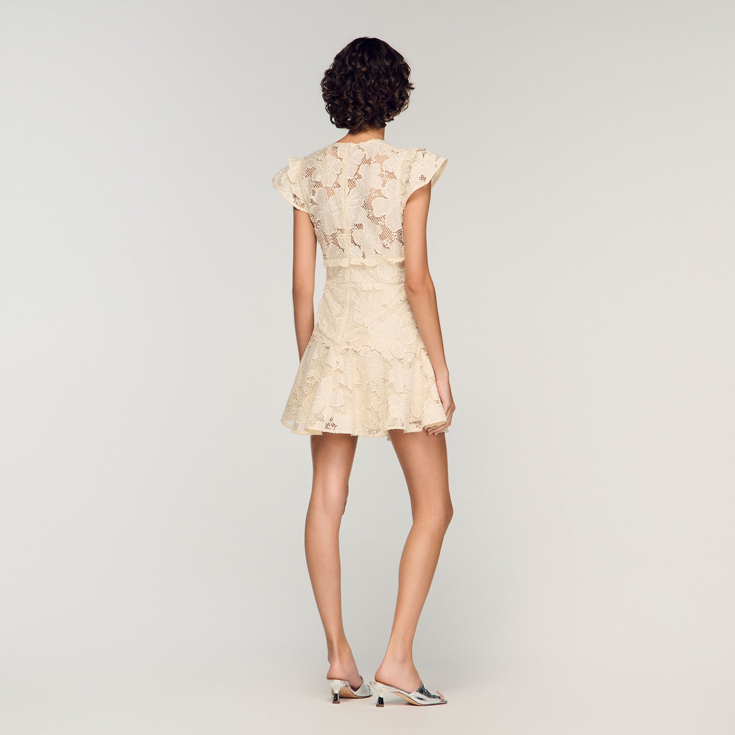 Lyrella Short Guipure Dress Ecru