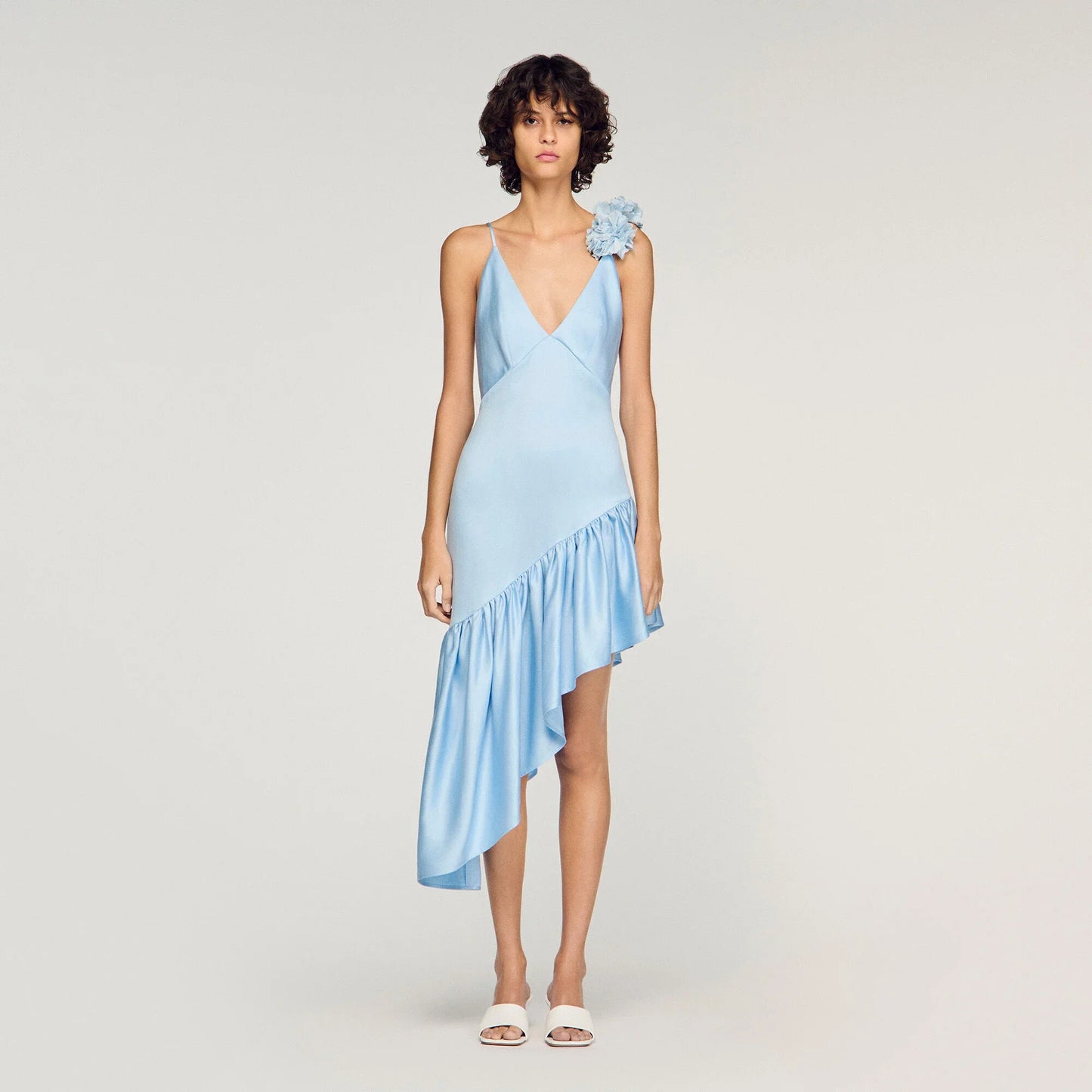Laurine Asymmetrical Ruffled Dress Blue Sky