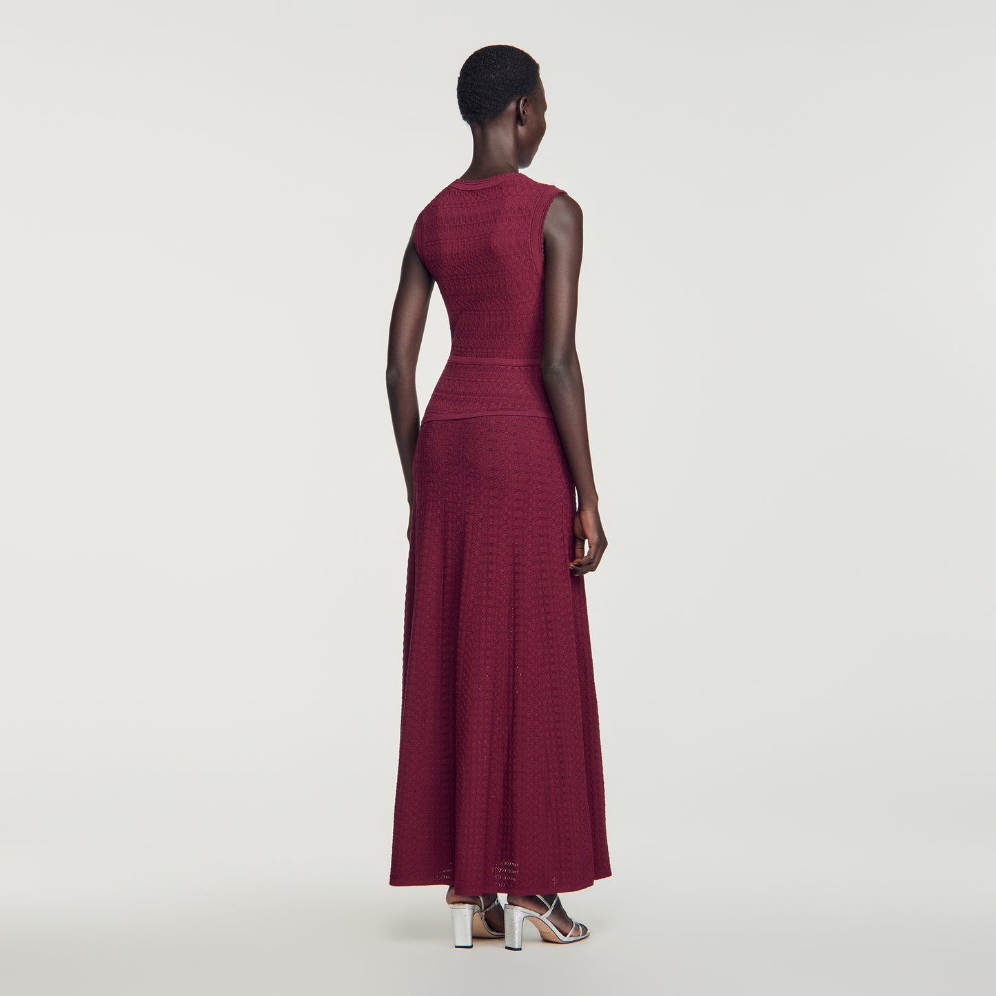 Samantha Pointelle knit maxi dress Bordeaux