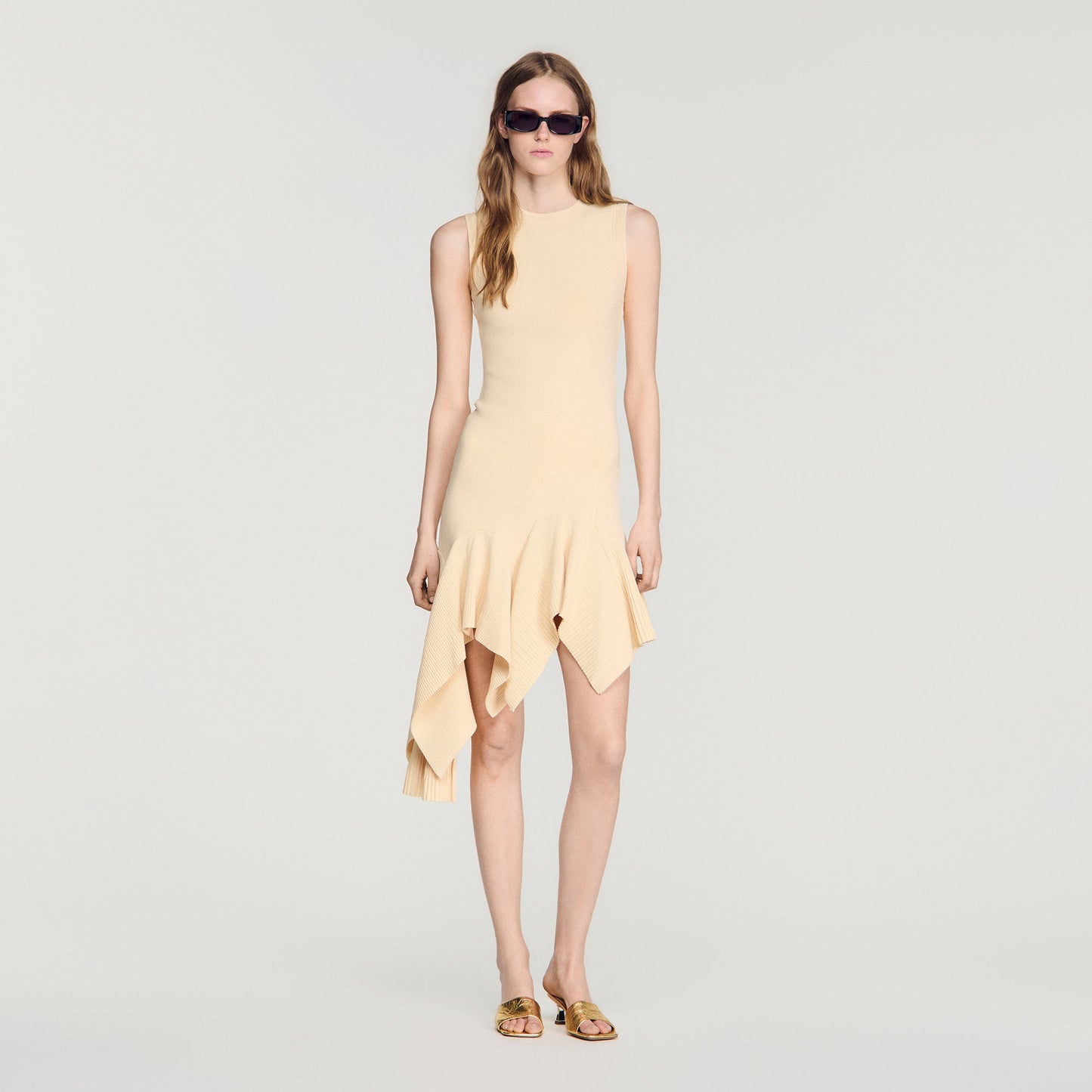 Biancona Asymmetric knit dress Vanilla
