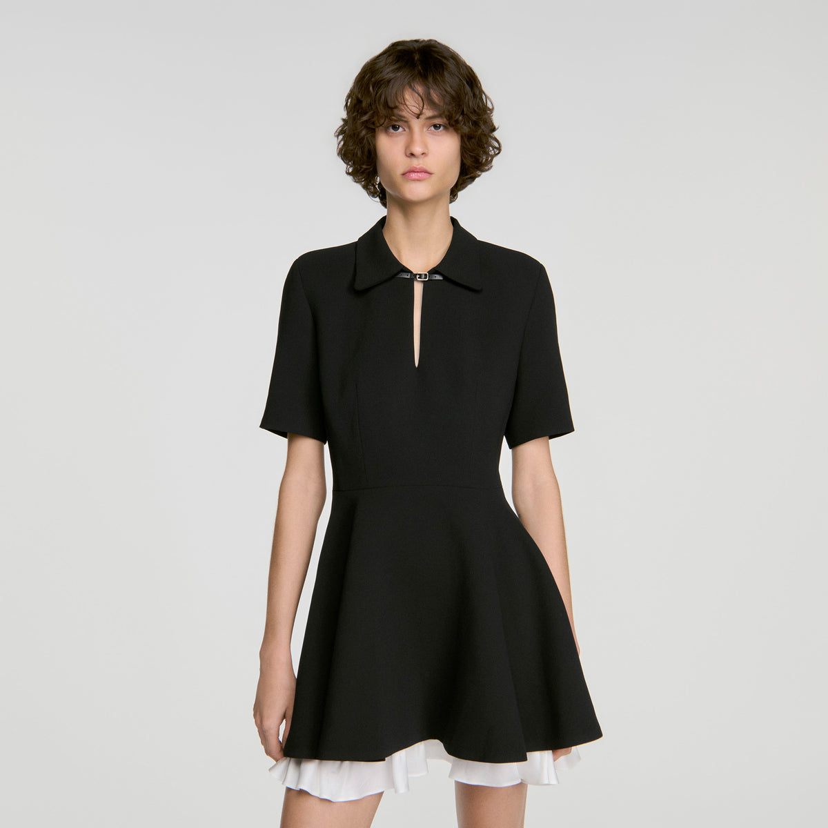 Joye Short contrast skater dress Black