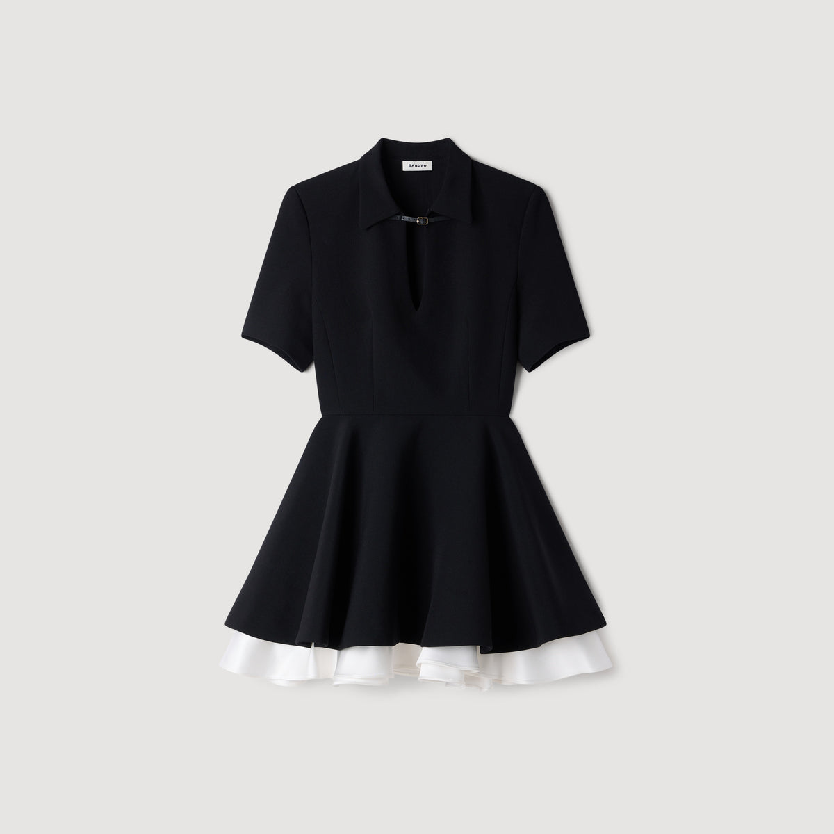 Joye Short contrast skater dress Black