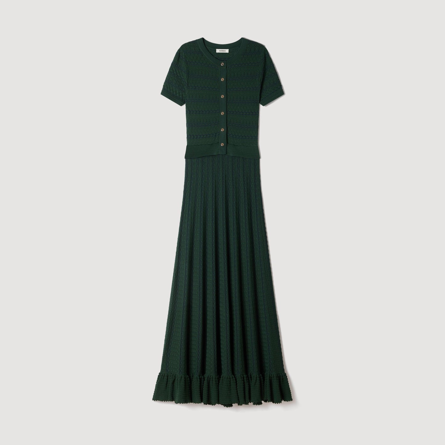 Orianne Pointelle knit maxi dress Green