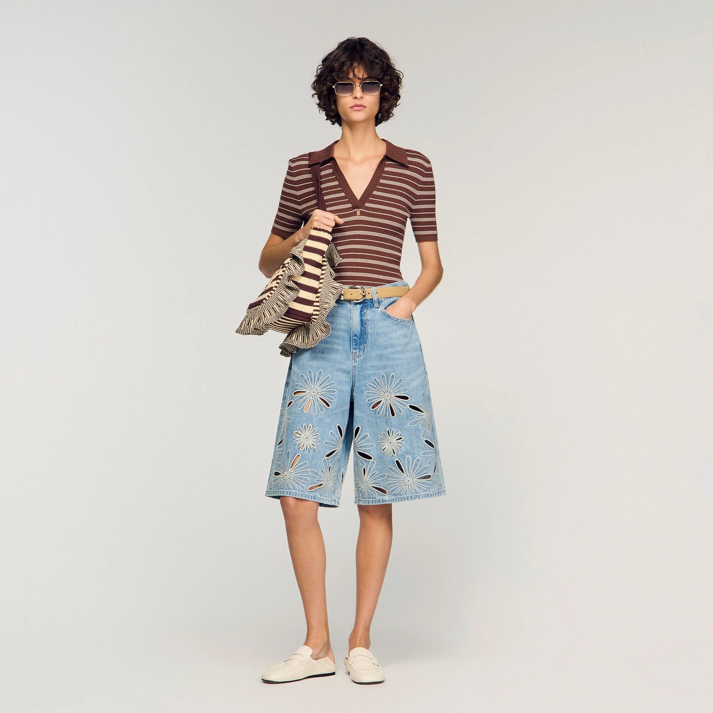 Liorea Embroidered Bermuda Shorts Blue Jean