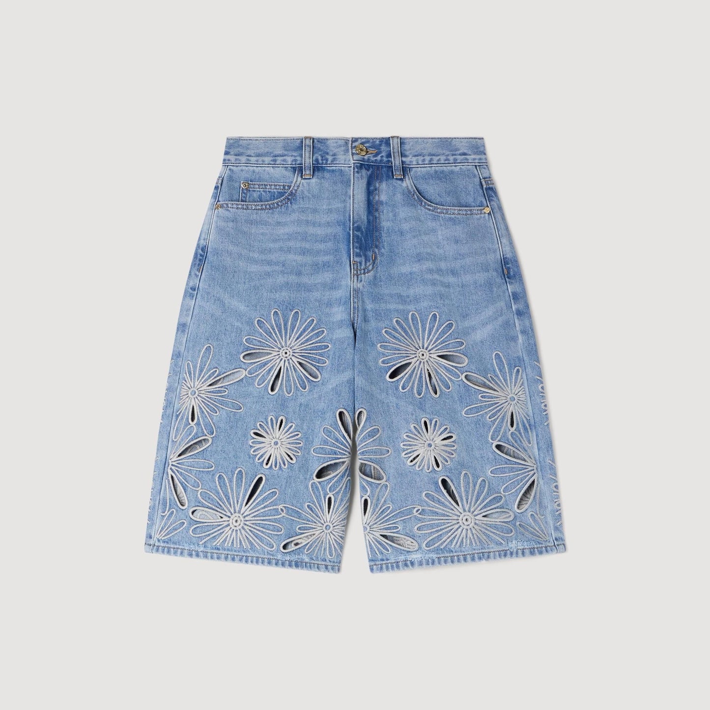 Liorea Embroidered Bermuda Shorts Blue Jean