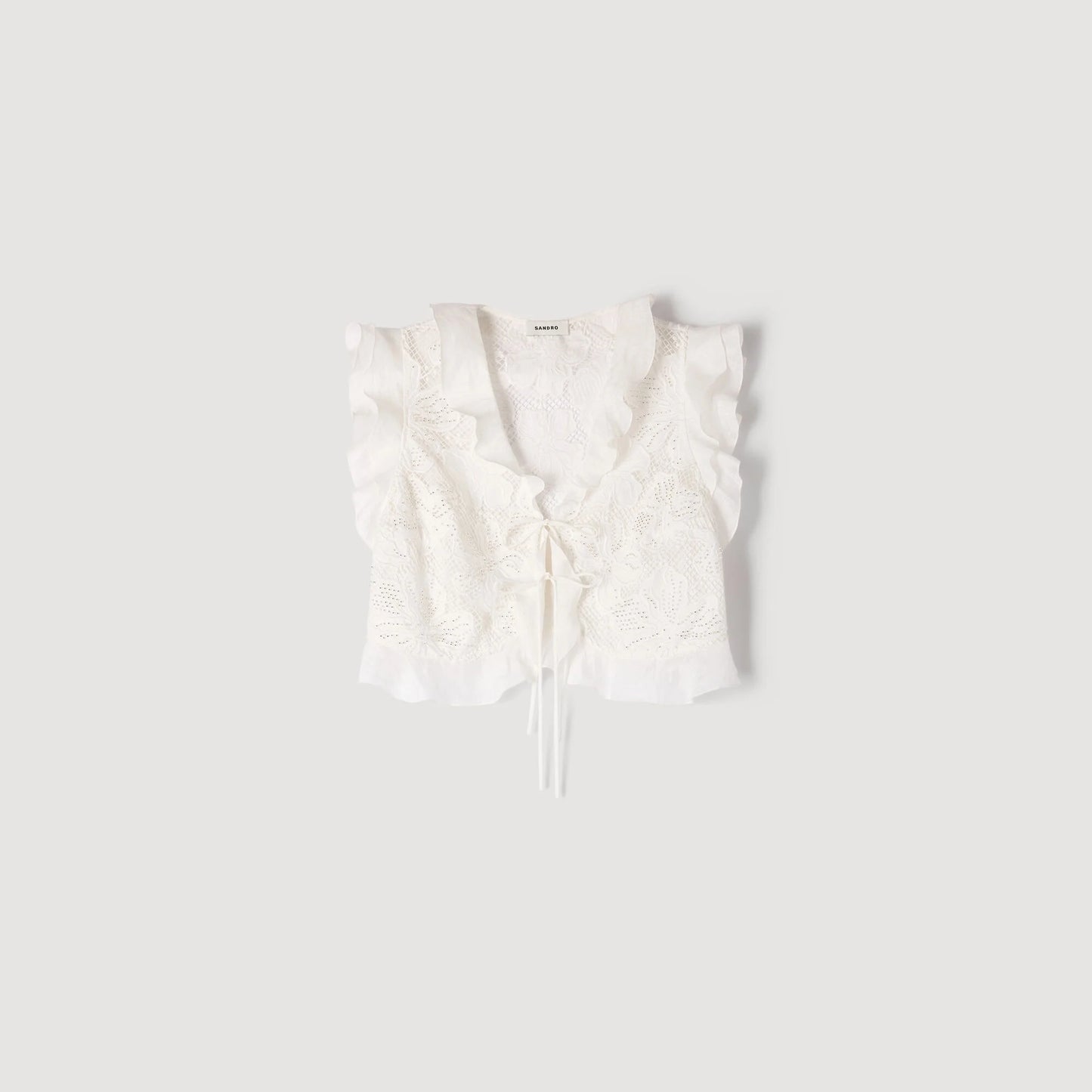 Nayana Guipure Lace Crop Top White