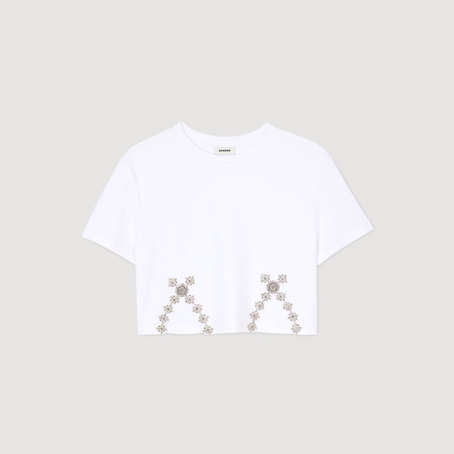 White Rhinestone Crop Top