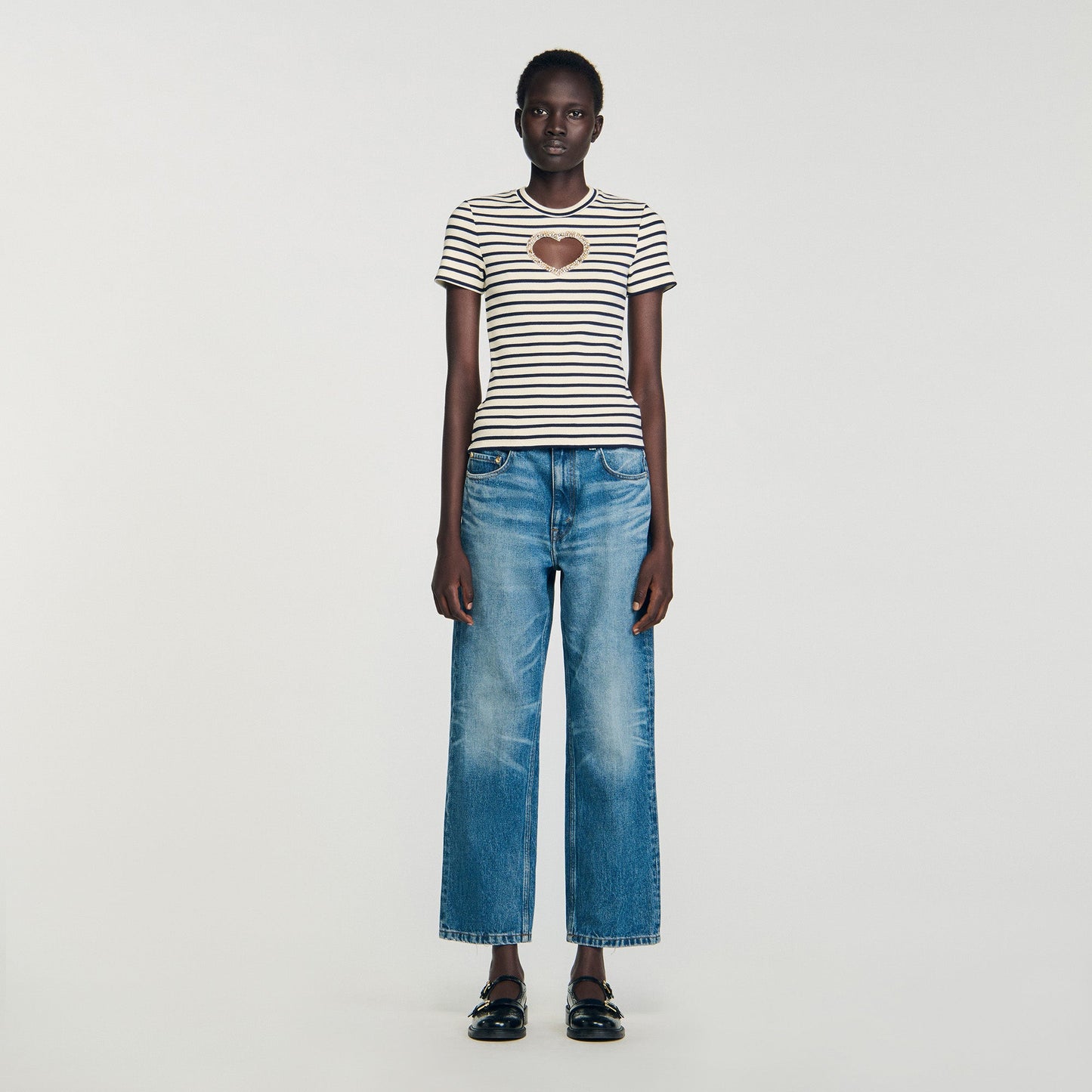 Summer Rhinestone Heart T-Shirt Ecru