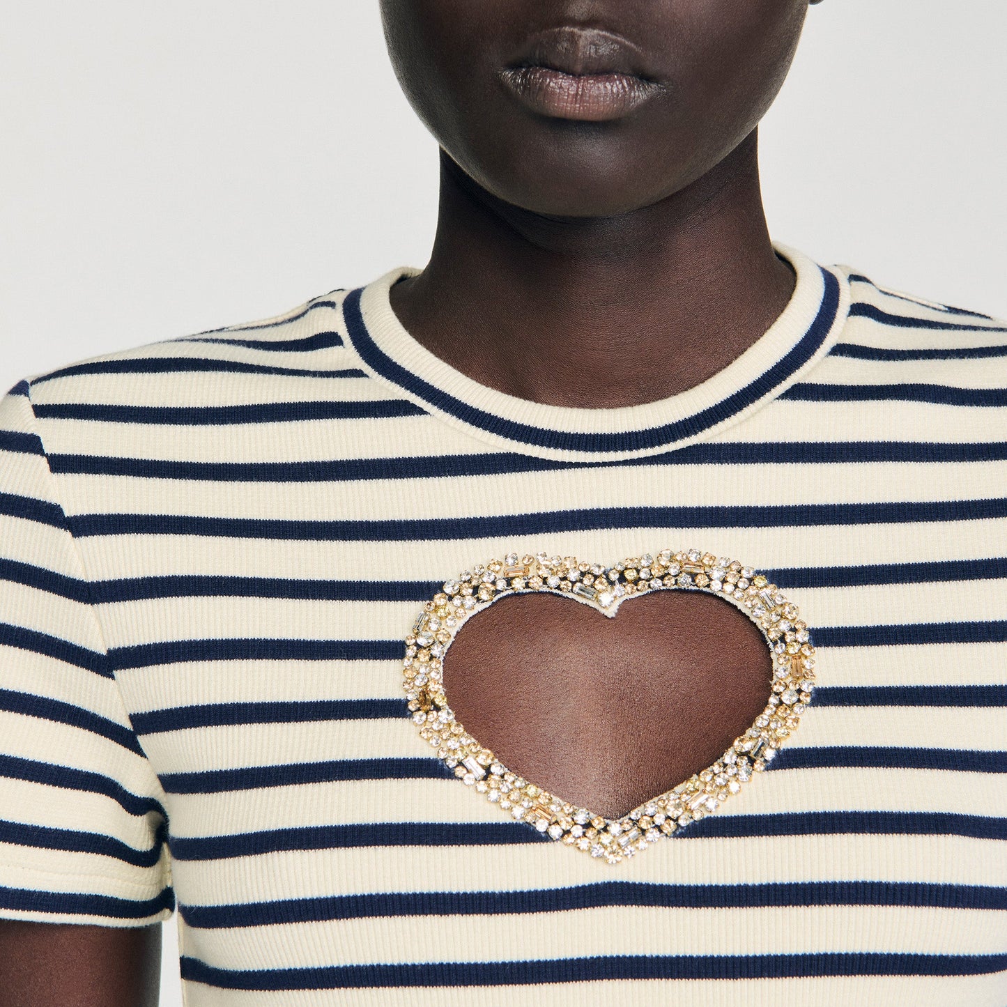 Summer Rhinestone Heart T-Shirt Ecru