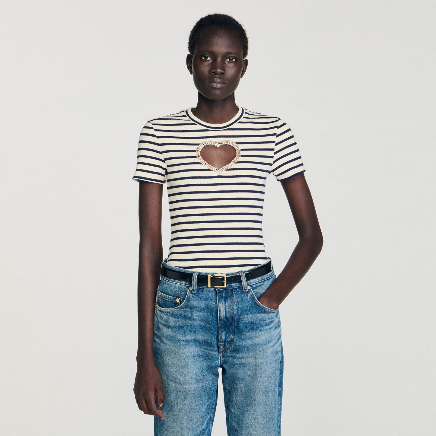 Summer Rhinestone Heart T-Shirt Ecru