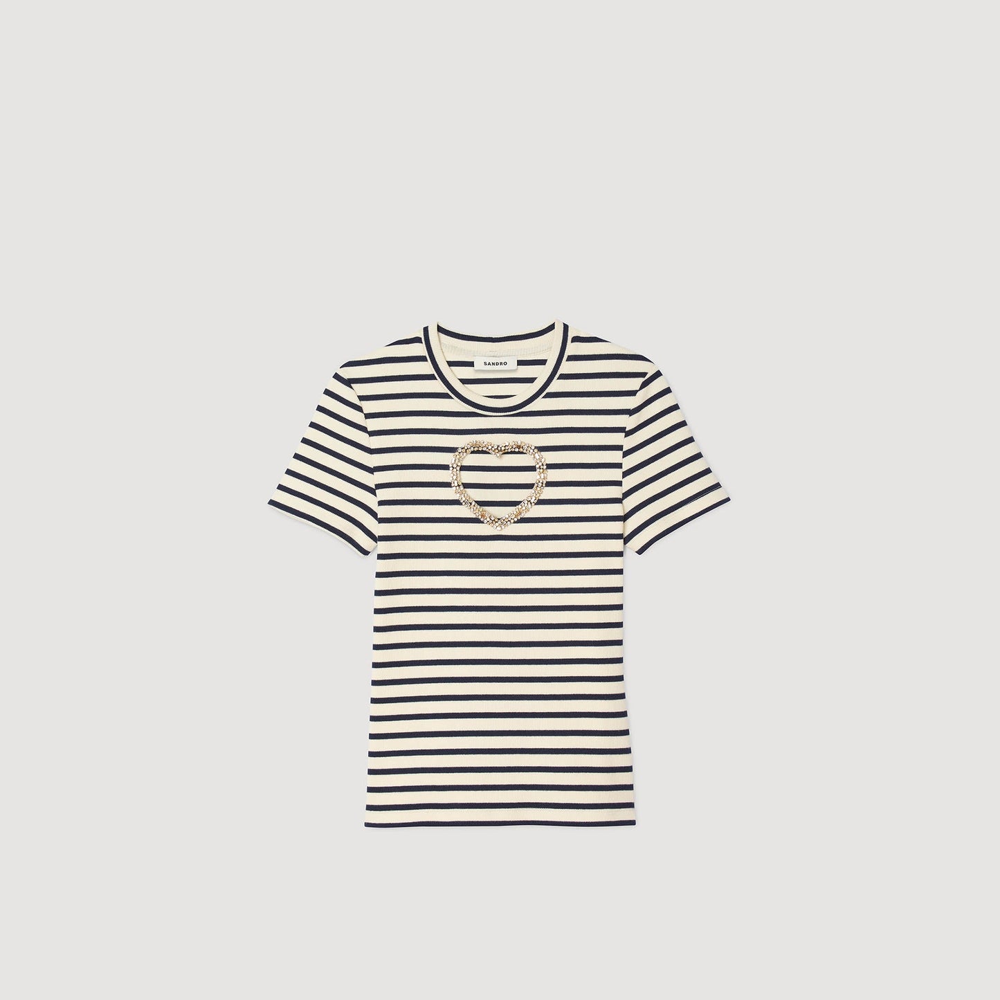 Summer Rhinestone Heart T-Shirt Ecru