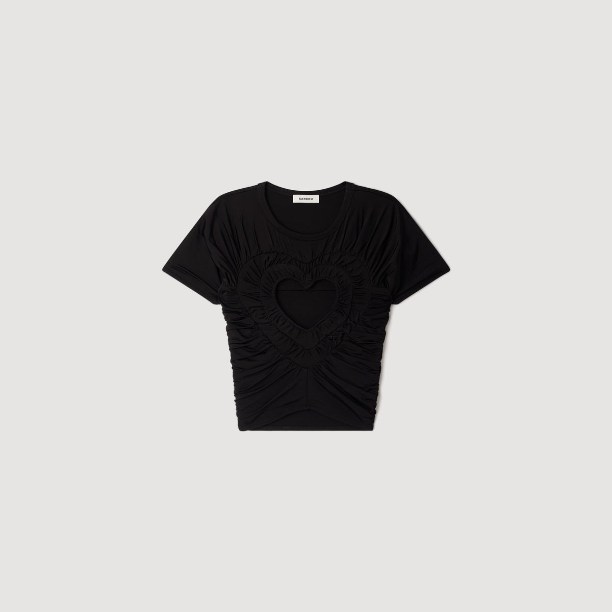 Lovejoy Ruched heart cropped T-shirt Black