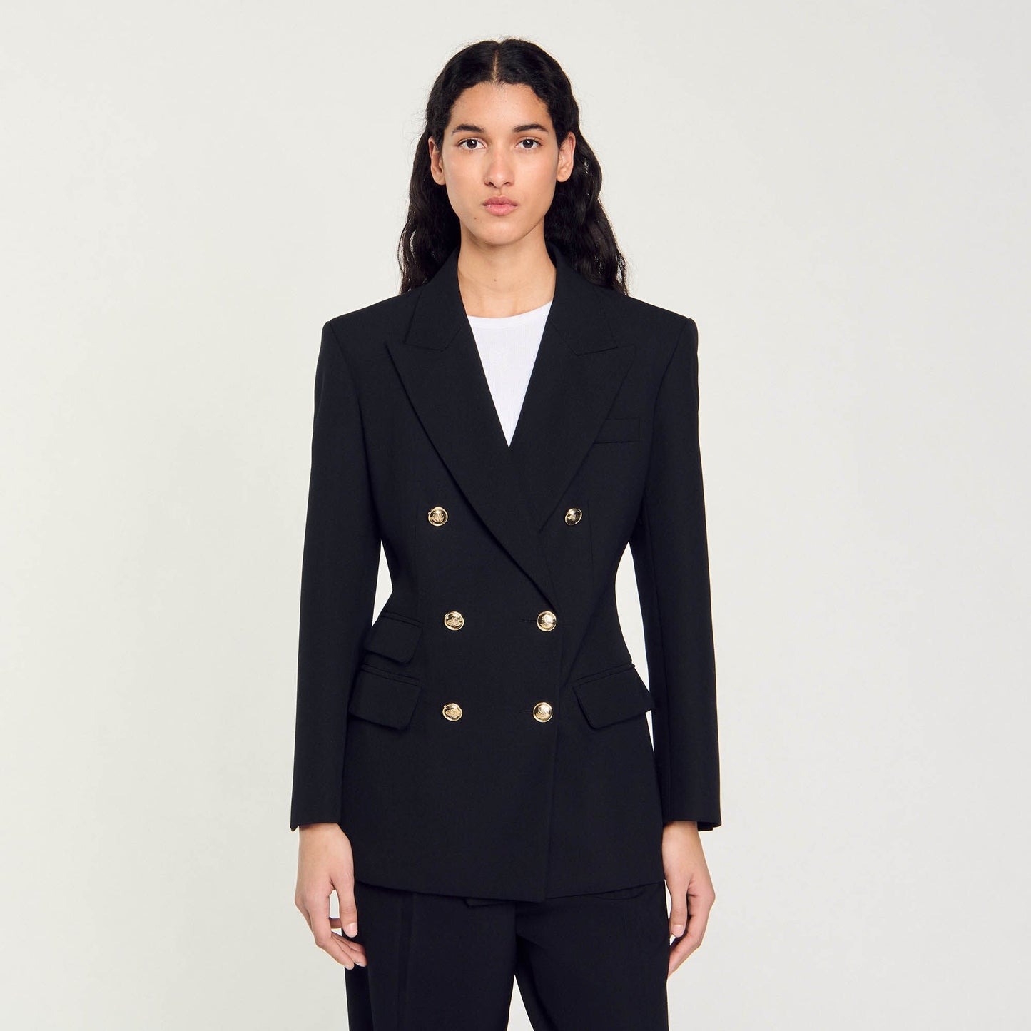 Double-Breasted Suit Jacket Black