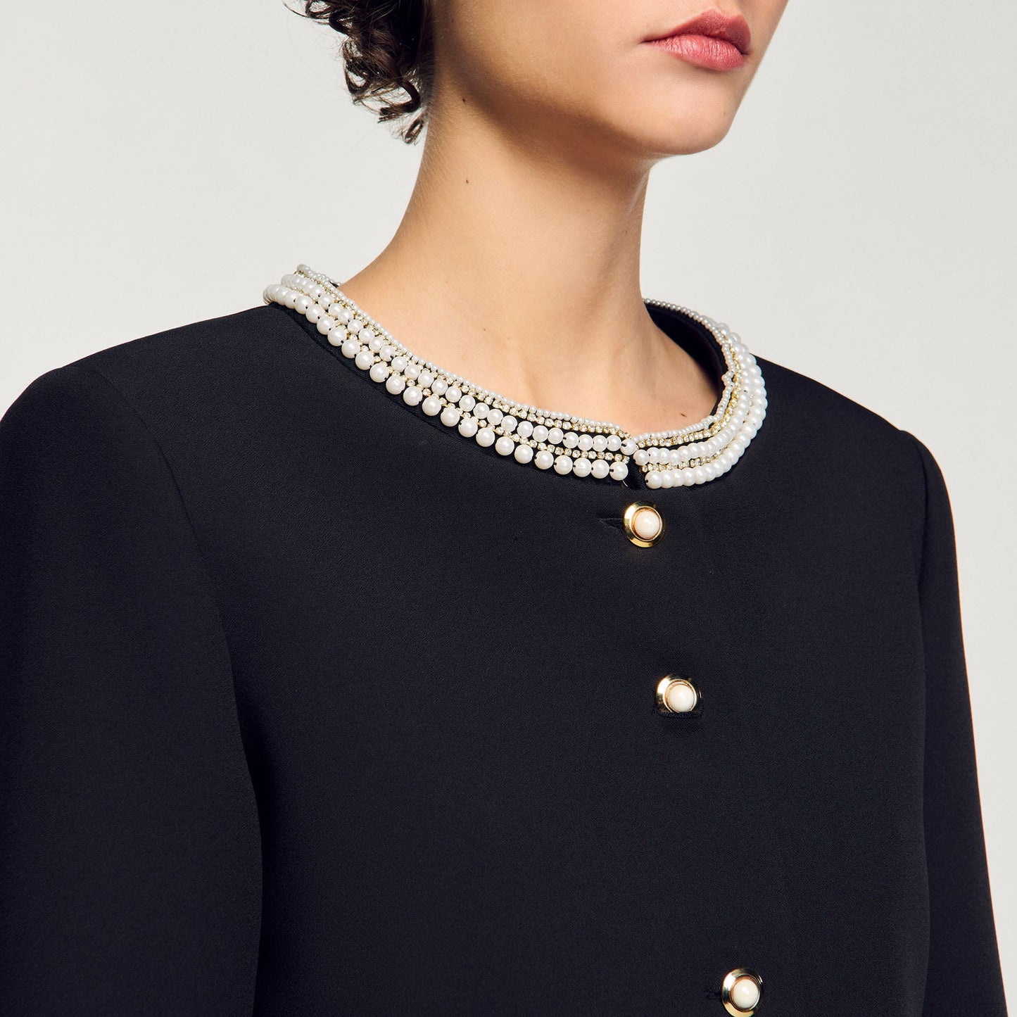 Jacket With Beaded Collar Black