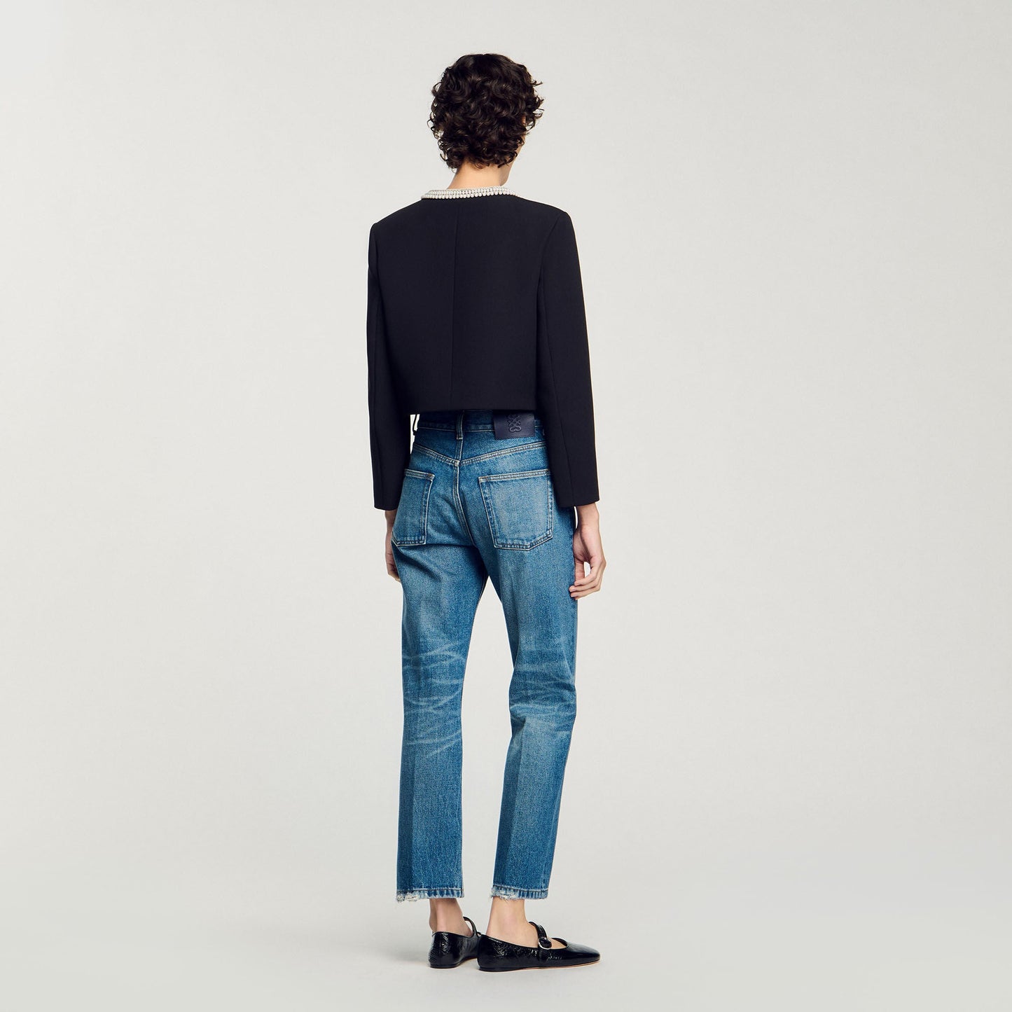 Jacket With Beaded Collar Black