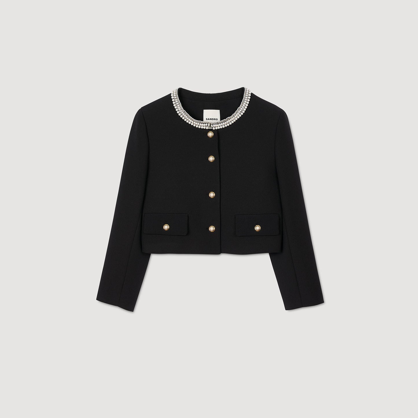 Jacket With Beaded Collar Black