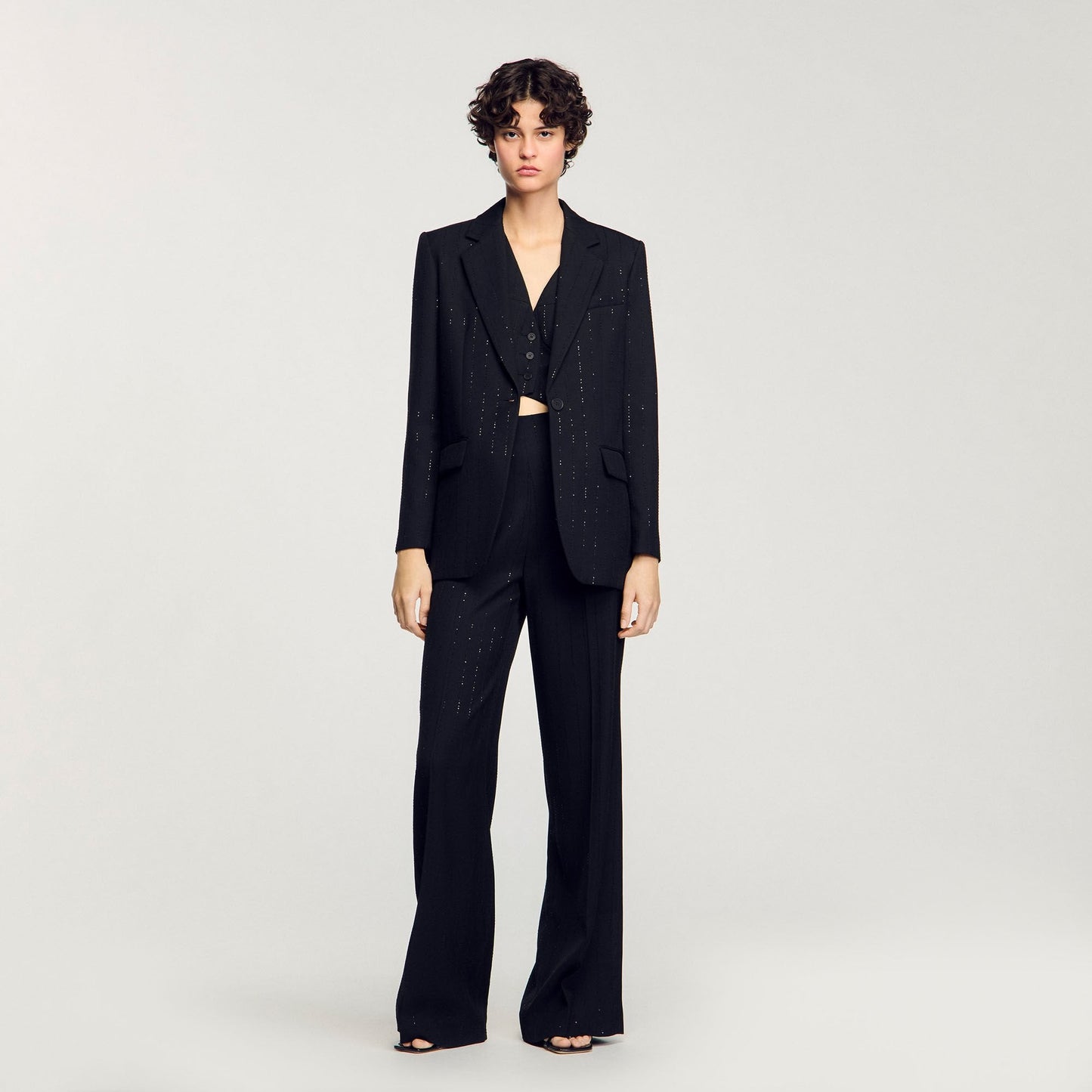 Sequinned Suit Jacket Black