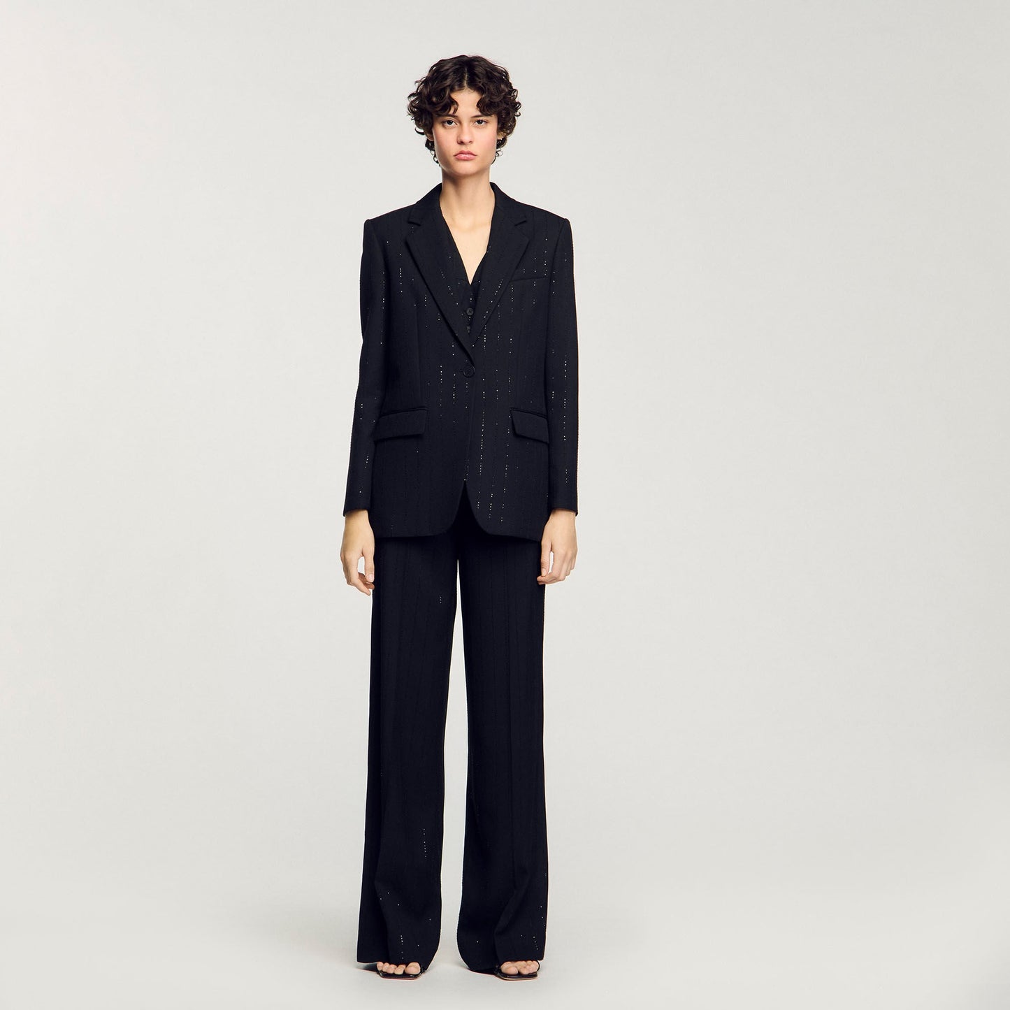 Sequinned Suit Jacket Black
