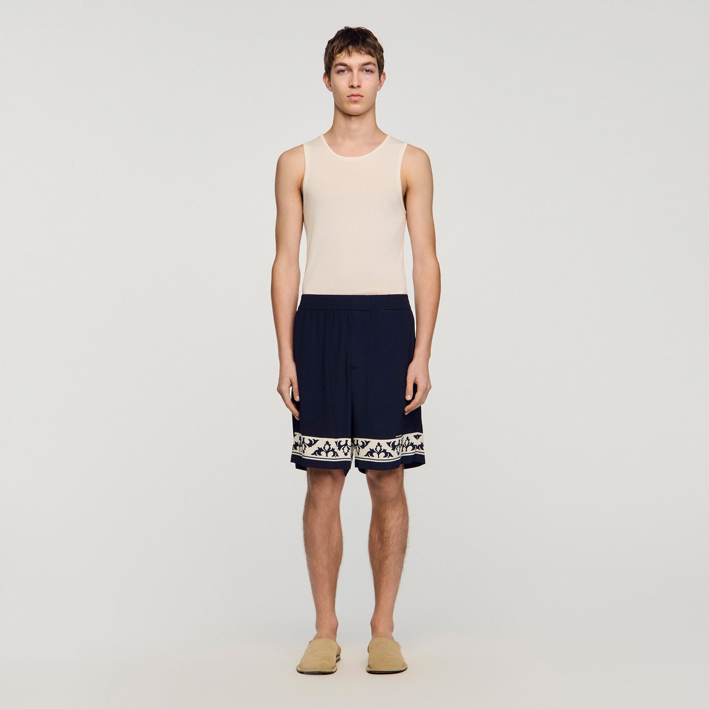 Amalfi Short Contrast Pattern Floaty Shorts Navy Blue
