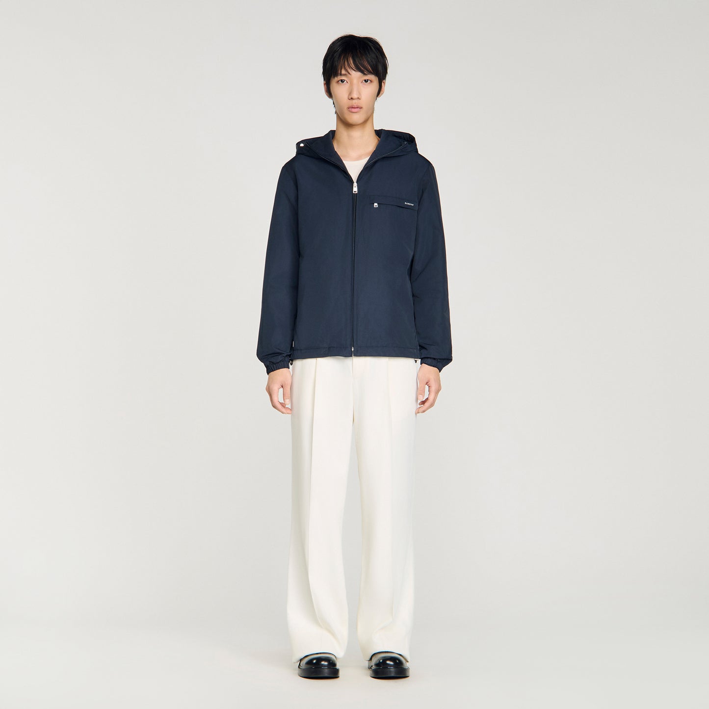 Windy Padded Nylon Windbreaker Navy Blue